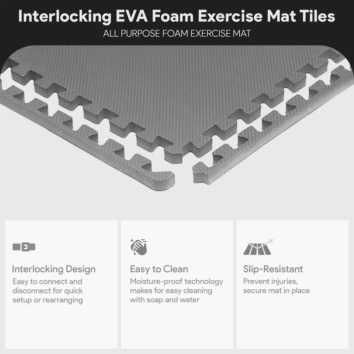 BalanceFrom Puzzle Exercise Mat 1/2-inch Thick | Non-Slip Foam Floor for Home & Gym - view 3