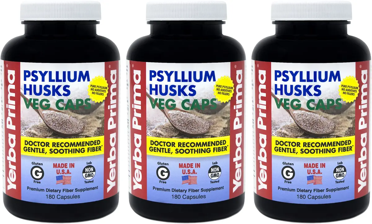 Yerba Prima Psyllium Husks Veg Caps - 540 Veg Capsules | Vegan, Non-GMO, Gluten Free for Gut Health & Regularity - main product image
