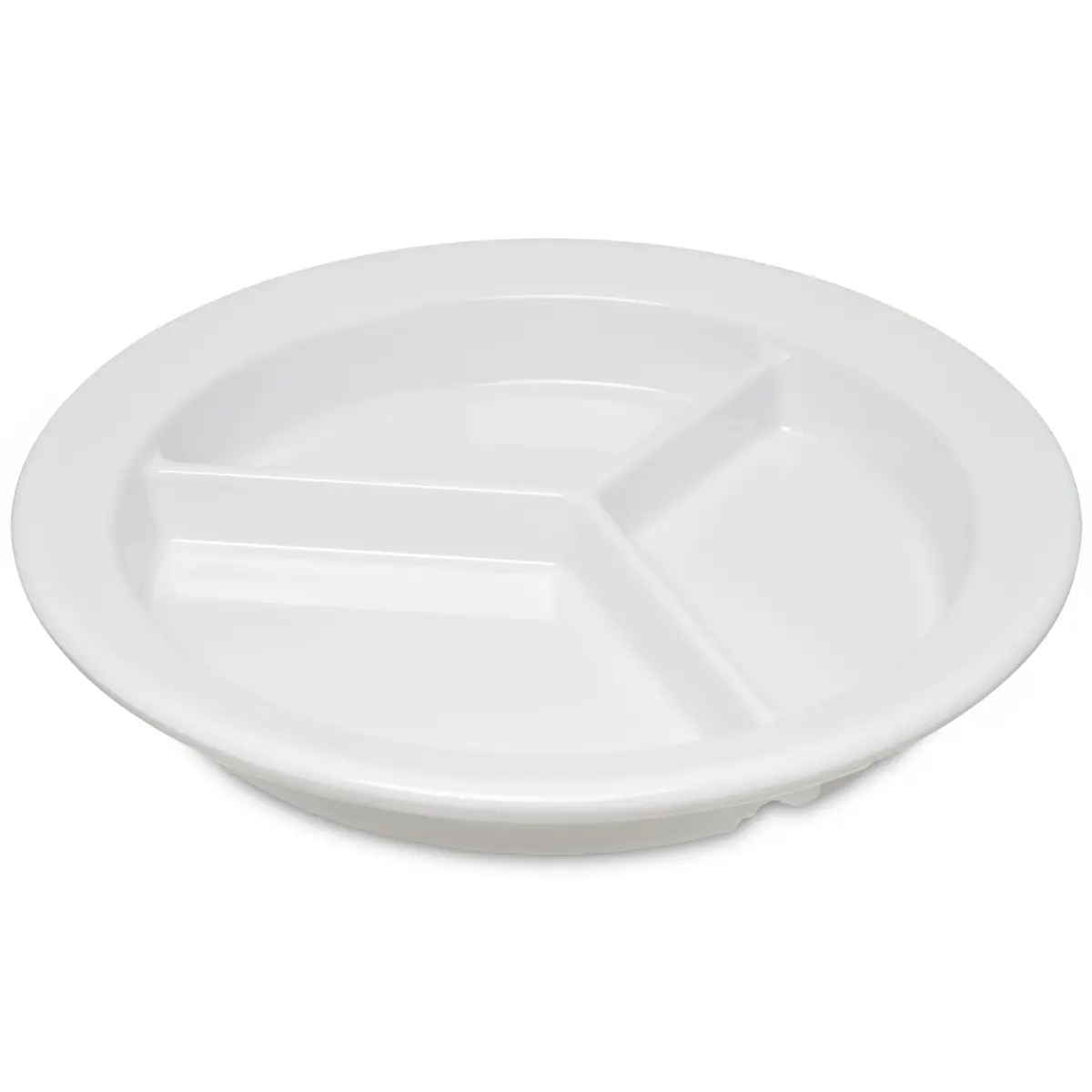 Carlisle FoodService Dallas Ware Plastic Divided Plate 9 Inches | Heavy-Duty Melamine, 3 Compartments, White - main product image
