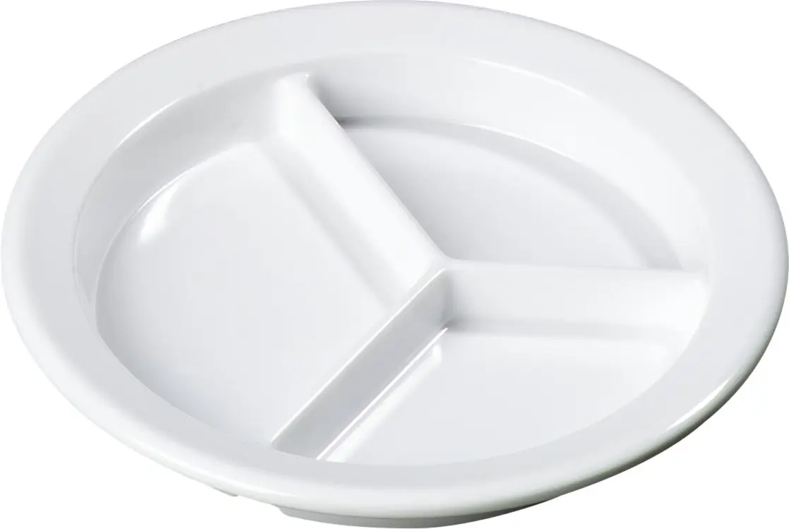 Carlisle FoodService Dallas Ware Plastic Divided Plate 9 Inches | Heavy-Duty Melamine, 3 Compartments, White - view 8