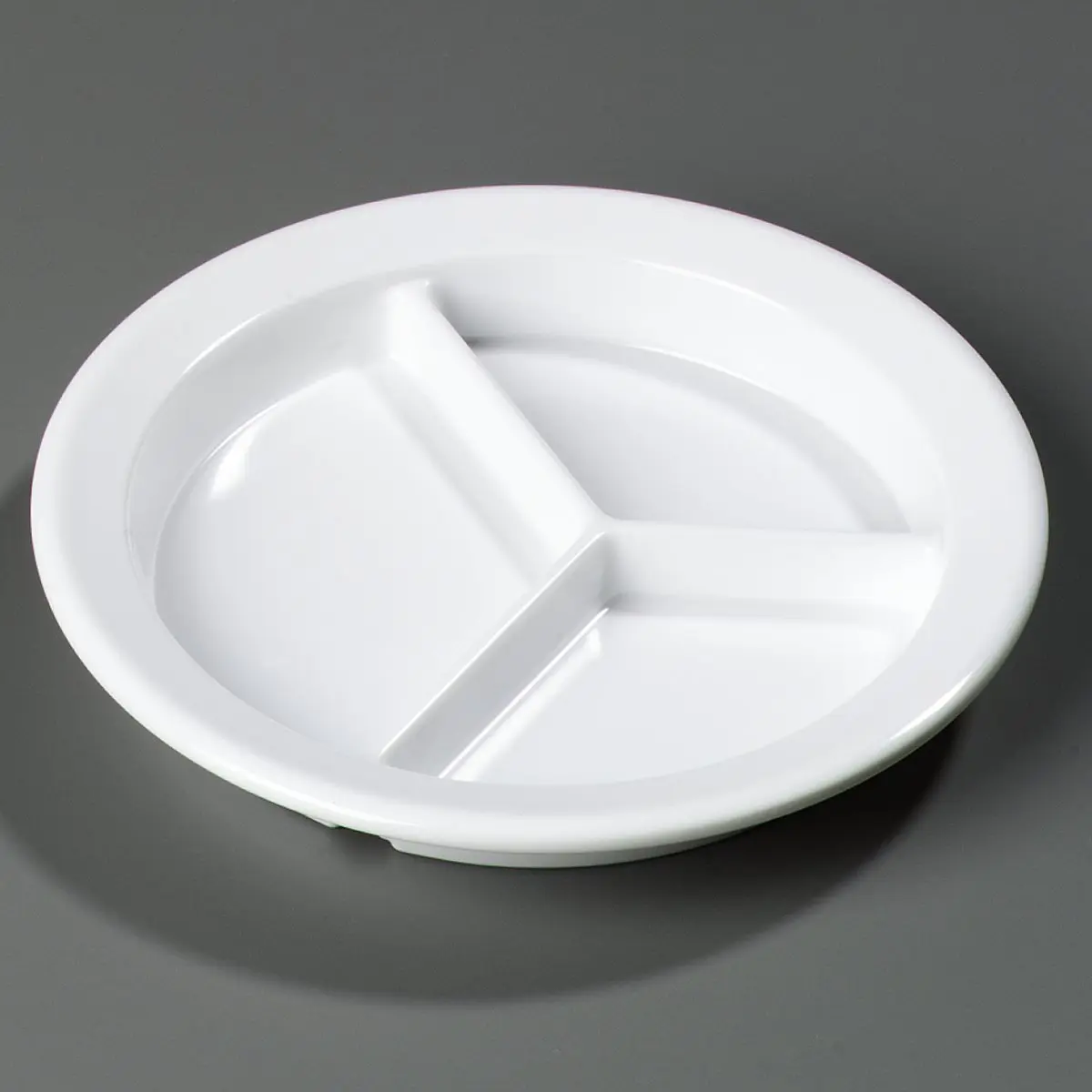 Carlisle FoodService Dallas Ware Plastic Divided Plate 9 Inches | Heavy-Duty Melamine, 3 Compartments, White - view 9