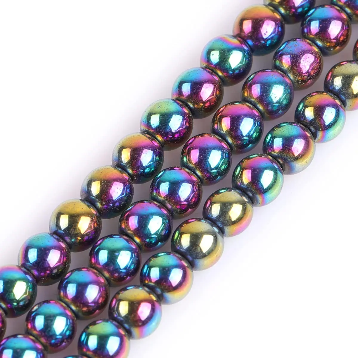 GEM-INSIDE Multicolor Hematite Gemstone Loose Beads Round Energy Stone Power Beads 6mm (0.24 inch) | For Jewelry Making - main product image