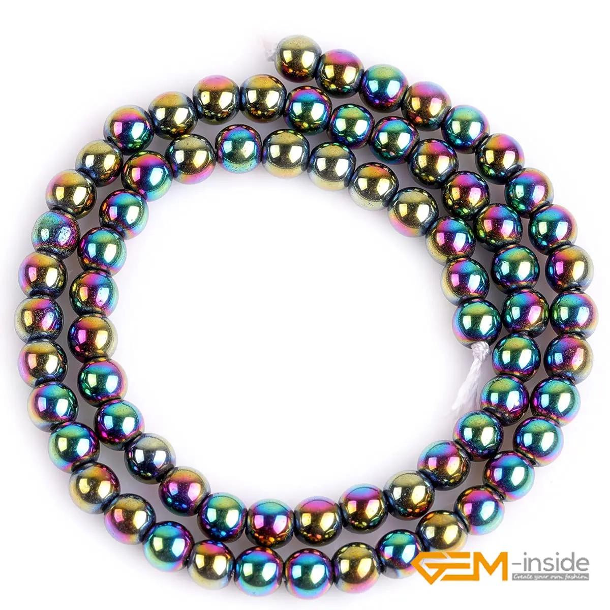 GEM-INSIDE Multicolor Hematite Gemstone Loose Beads Round Energy Stone Power Beads 6mm (0.24 inch) | For Jewelry Making - view 2