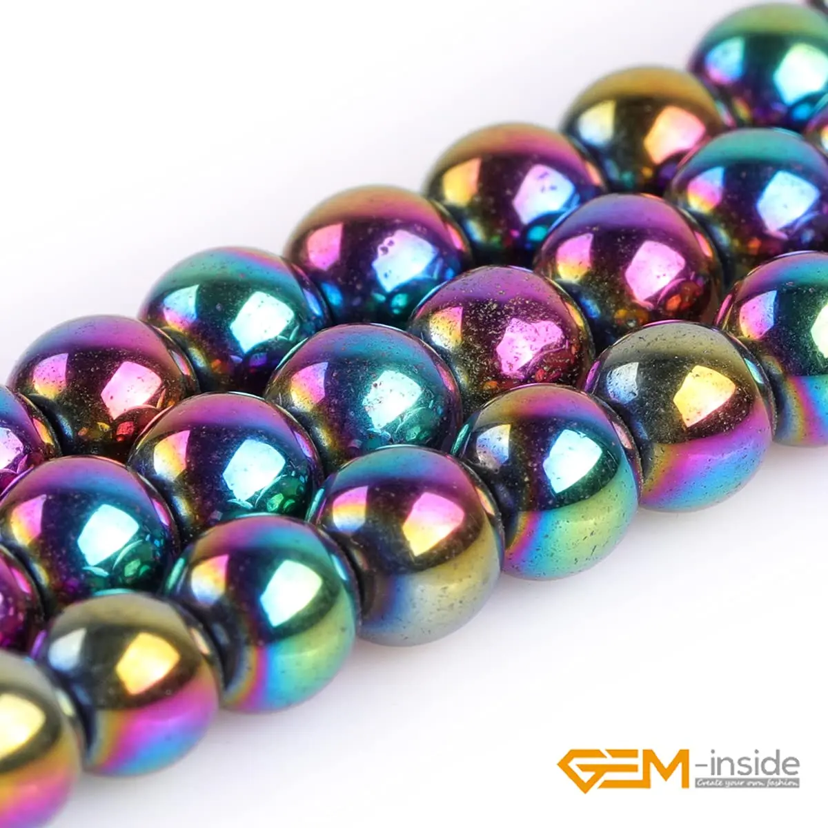 GEM-INSIDE Multicolor Hematite Gemstone Loose Beads Round Energy Stone Power Beads 6mm (0.24 inch) | For Jewelry Making - view 3