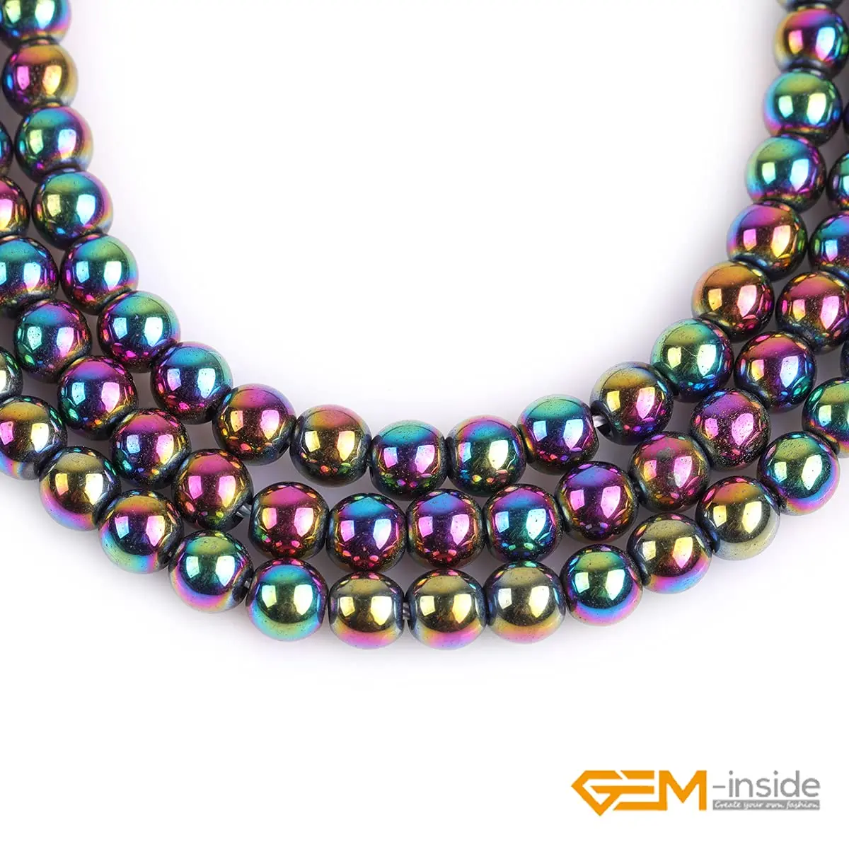 GEM-INSIDE Multicolor Hematite Gemstone Loose Beads Round Energy Stone Power Beads 6mm (0.24 inch) | For Jewelry Making - view 4