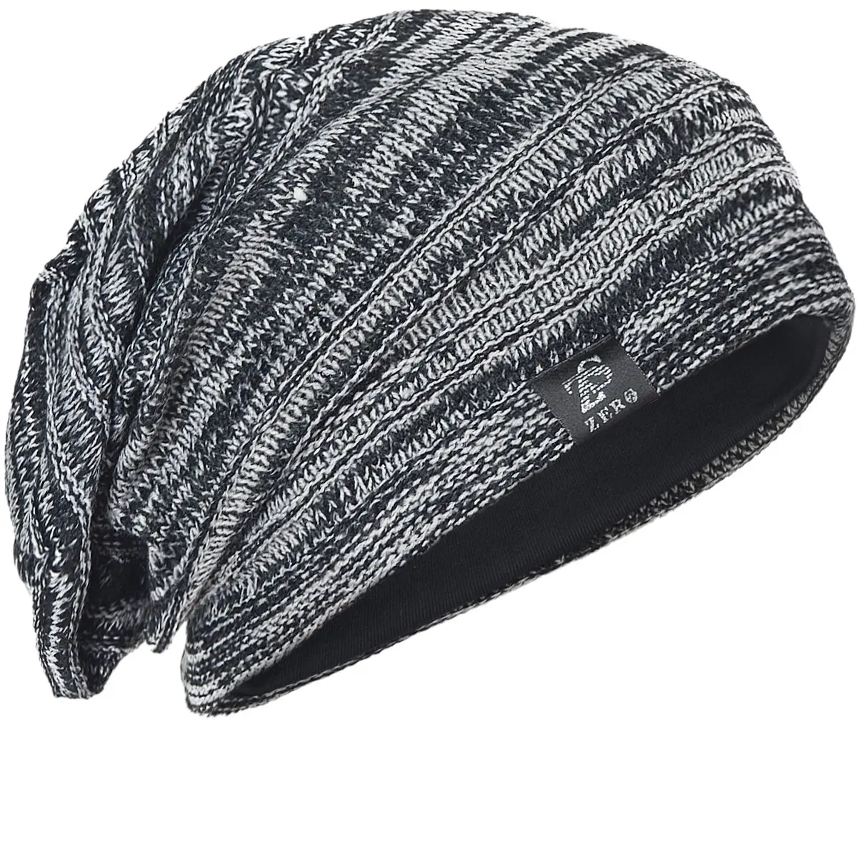 FORBUSITE Slouchy Oversized Beanie Knit Cap Black & Grey | Dual Layer Warmth for All Seasons - main product image