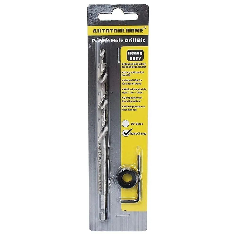 AUTOTOOLHOME Pocket Hole Drill Bit for Pocket Hole jig Woodworking Step Drill Bits Guide | Precise, Heavy-Duty, 3/8" Diameter - view 6
