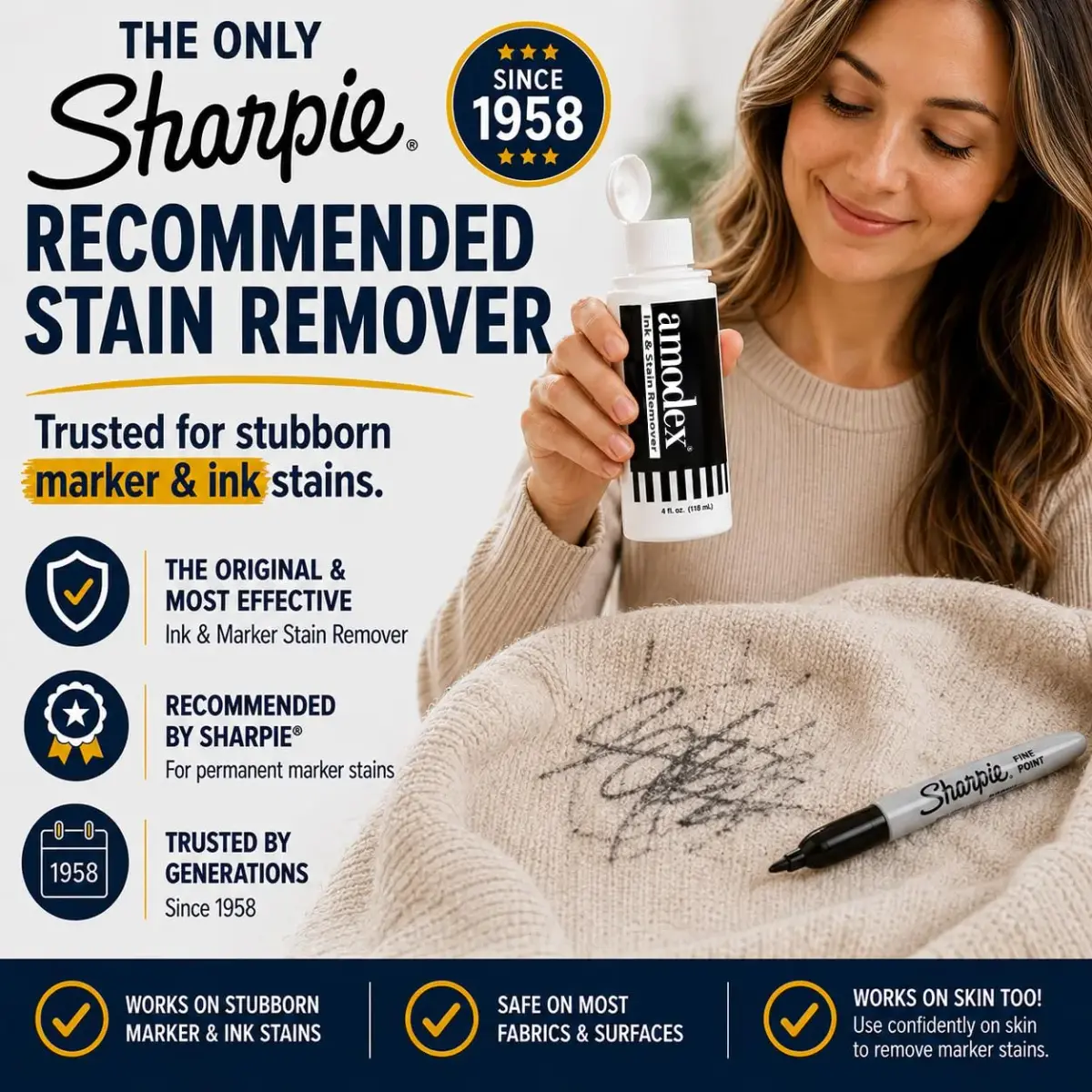 Amodex Ink & Stain Remover for Clothes, Leather and Skin 236.58 ml (2 x 4 Fl Oz) | Gentle & Powerful for Ink, Grease, Wine, and More - view 4