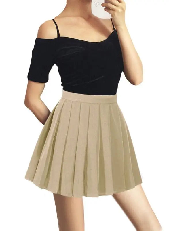 Beautifulfashionlife Women`s Summer Plus Size Kilt Pleated Dress with Side Zipper (4XL, Khaki) | Wrinkle-Resistant, High Waist, Casual & Cosplay - view 6