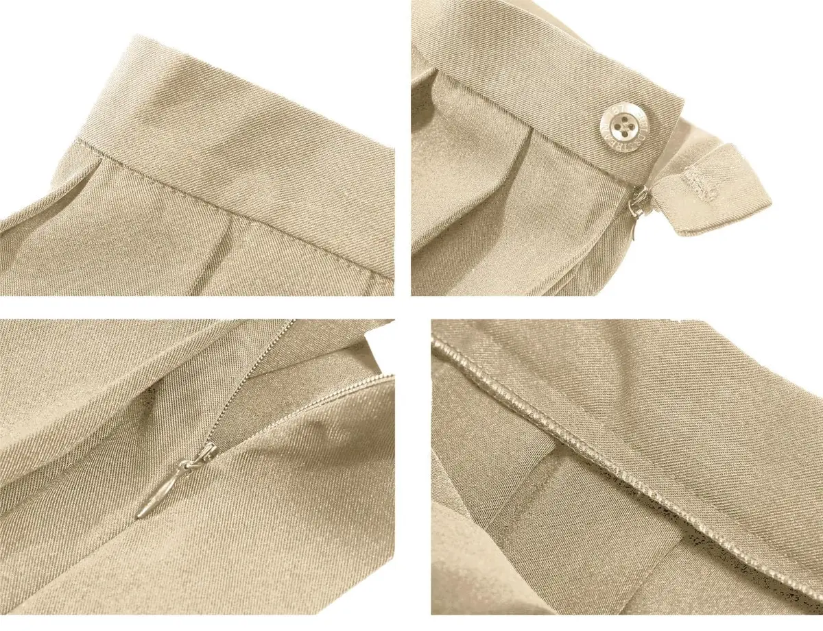 Beautifulfashionlife Women`s Summer Plus Size Kilt Pleated Dress with Side Zipper (4XL, Khaki) | Wrinkle-Resistant, High Waist, Casual & Cosplay - view 8