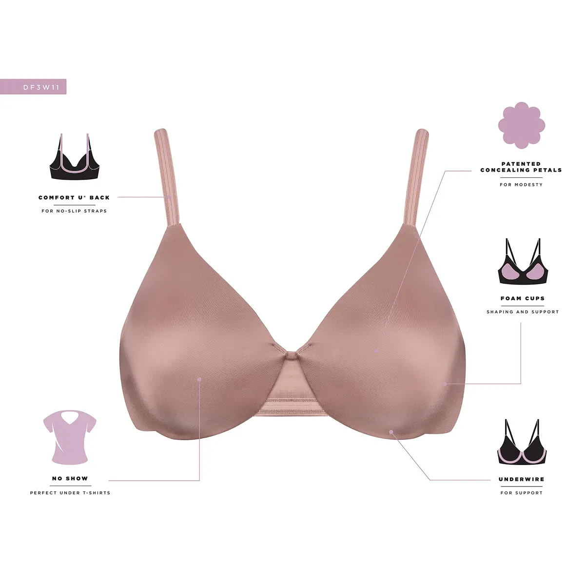 Bali Women's Underwire Bra 36B | Full Coverage, Seamless Support, Black - view 7