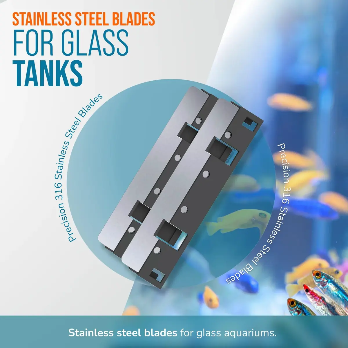 FL!PPER Aquarium Algae Scraper Blades 2 Pack | Stainless Steel Replacement for Glass Tanks ¼”–½” - view 5