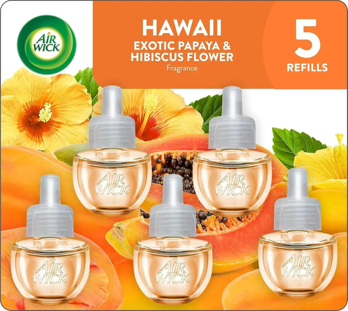 Air Wick Scented Oil Refills, Hawaii Exotic Papaya & Hibiscus Flower | Long-lasting tropical fragrance infused with natural essential oils - view 2