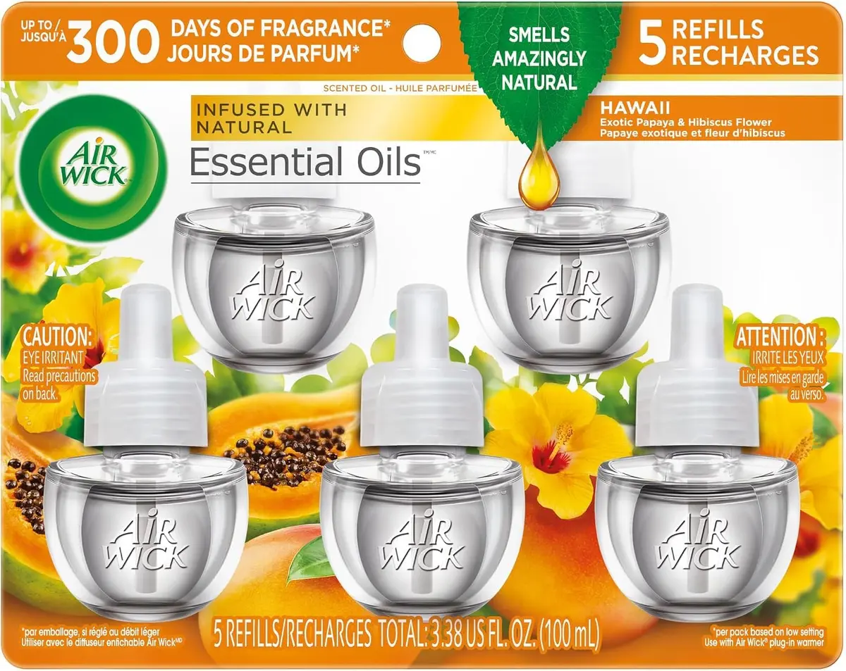 Air Wick Scented Oil Refills, Hawaii Exotic Papaya & Hibiscus Flower | Long-lasting tropical fragrance infused with natural essential oils - view 3