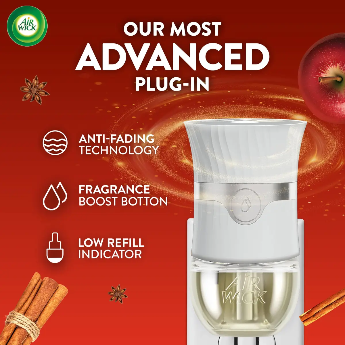Air Wick Plug In Refill Apple Cinnamon Medley Scented Oil 5ct | Infused with Essential Oils - view 8