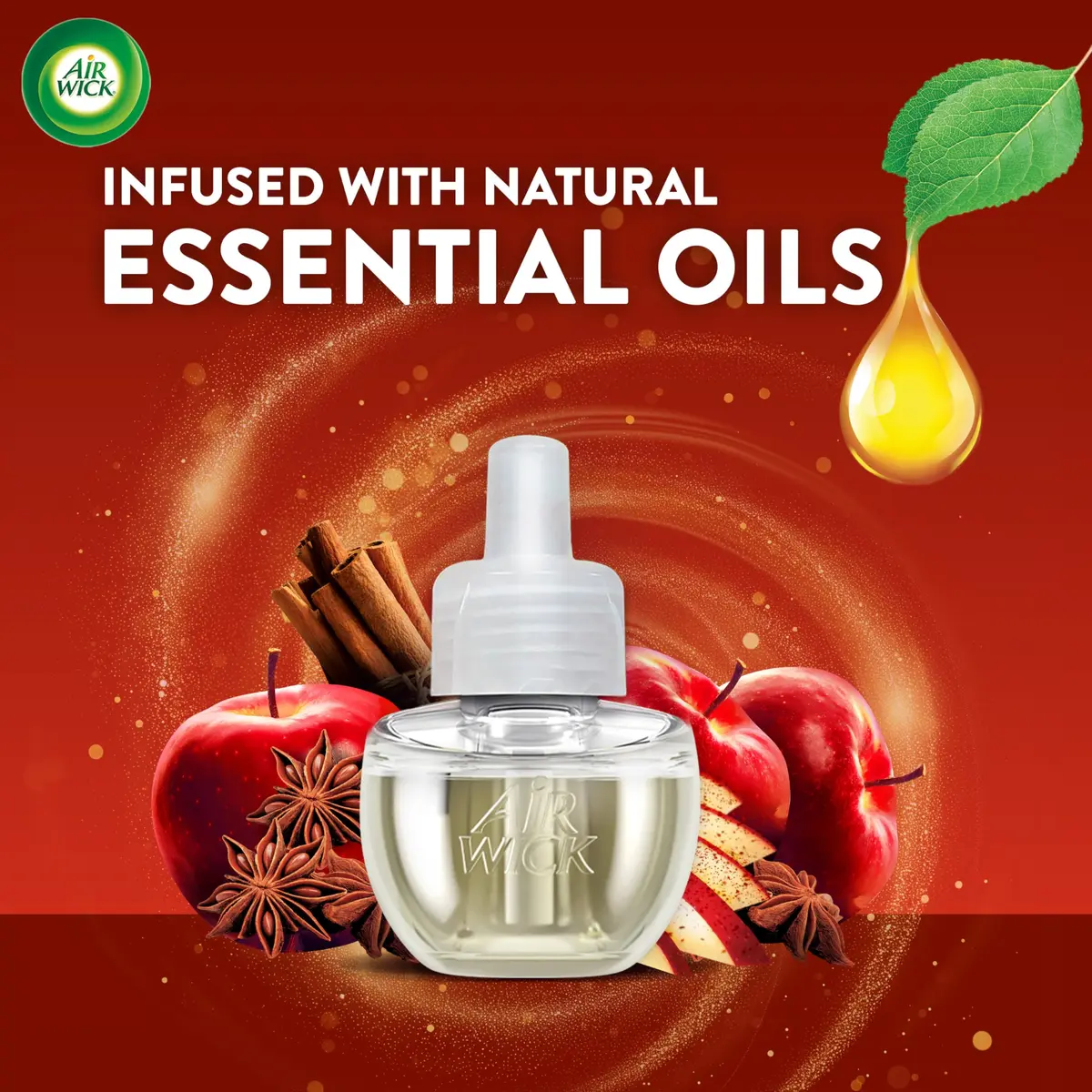 Air Wick Plug In Refill Apple Cinnamon Medley Scented Oil 5ct | Infused with Essential Oils - view 3