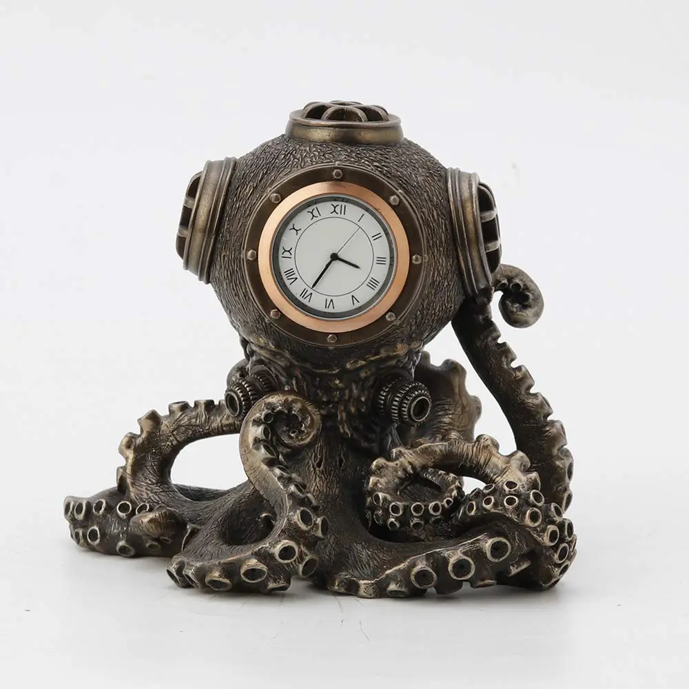 Veronese Design Steampunk Octopus Diving Bell Clock 5.2 Inch | Bronze Resin Art - main product image