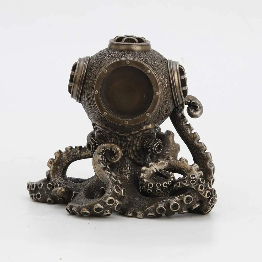Veronese Design Steampunk Octopus Diving Bell Clock 5.2 Inch | Bronze Resin Art - view 8