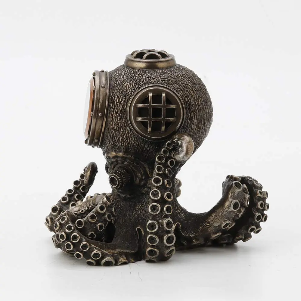 Veronese Design Steampunk Octopus Diving Bell Clock 5.2 Inch | Bronze Resin Art - view 3