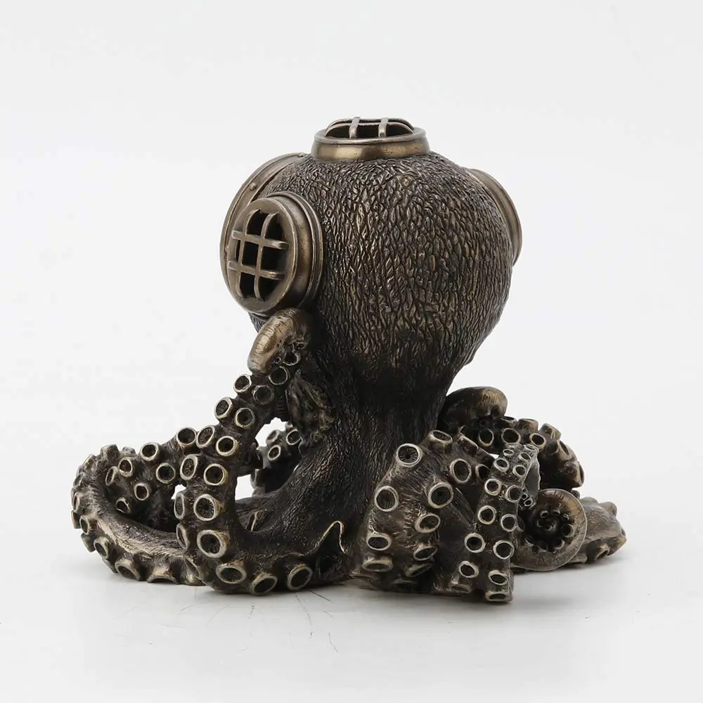 Veronese Design Steampunk Octopus Diving Bell Clock 5.2 Inch | Bronze Resin Art - view 4