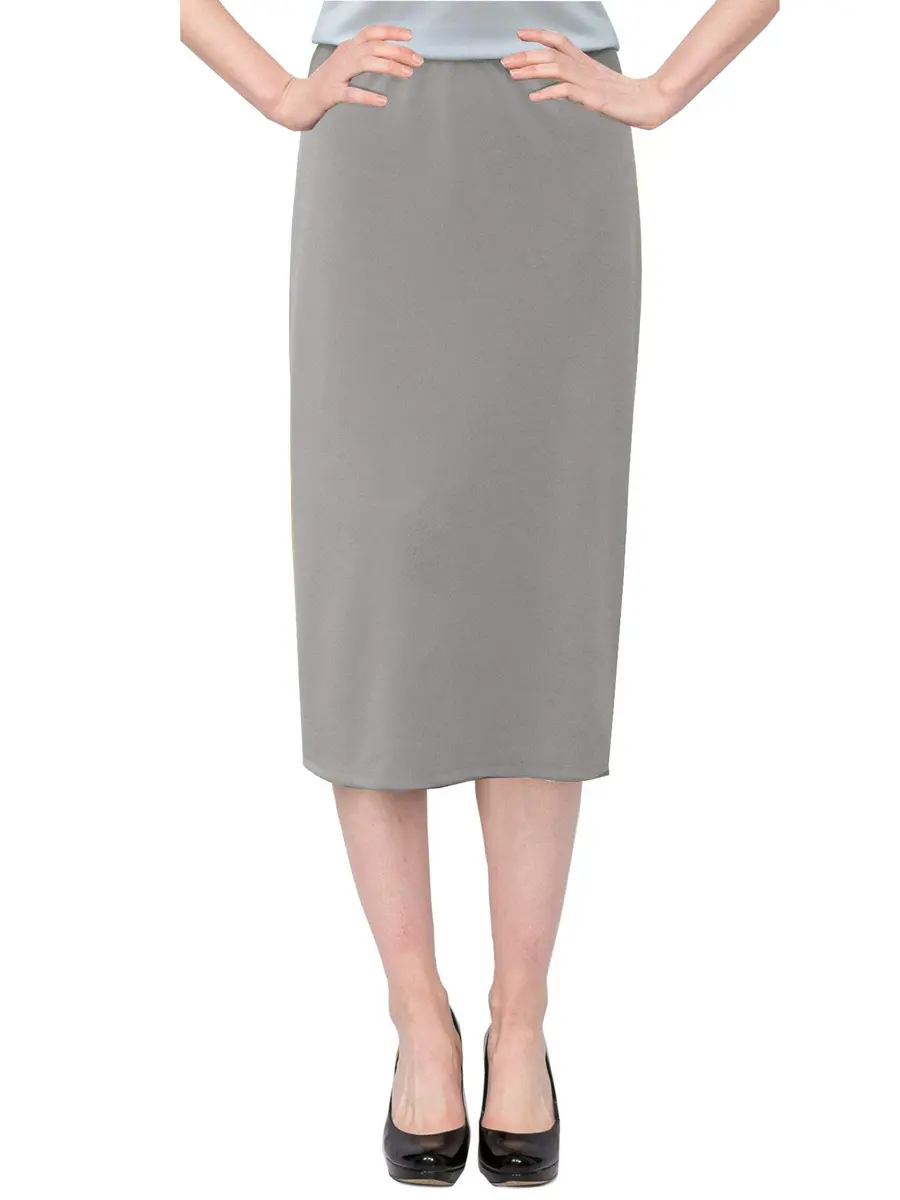 BABY O Women's Basic Modest 26" Below the Knee Length Stretch Knit Straight Skirt (Gray - 6) | Wrinkle & Stain Resistant, Perfect for Travel - main product image