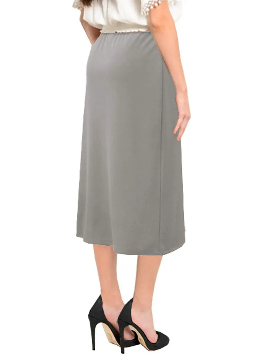 BABY O Women's Basic Modest 26" Below the Knee Length Stretch Knit Straight Skirt (Gray - 6) | Wrinkle & Stain Resistant, Perfect for Travel - view 5