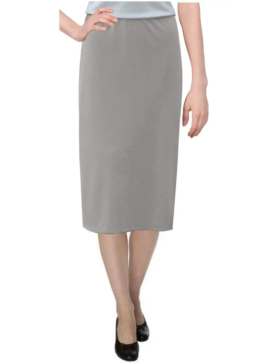 BABY O Women's Basic Modest 26" Below the Knee Length Stretch Knit Straight Skirt (Gray - 6) | Wrinkle & Stain Resistant, Perfect for Travel - view 2