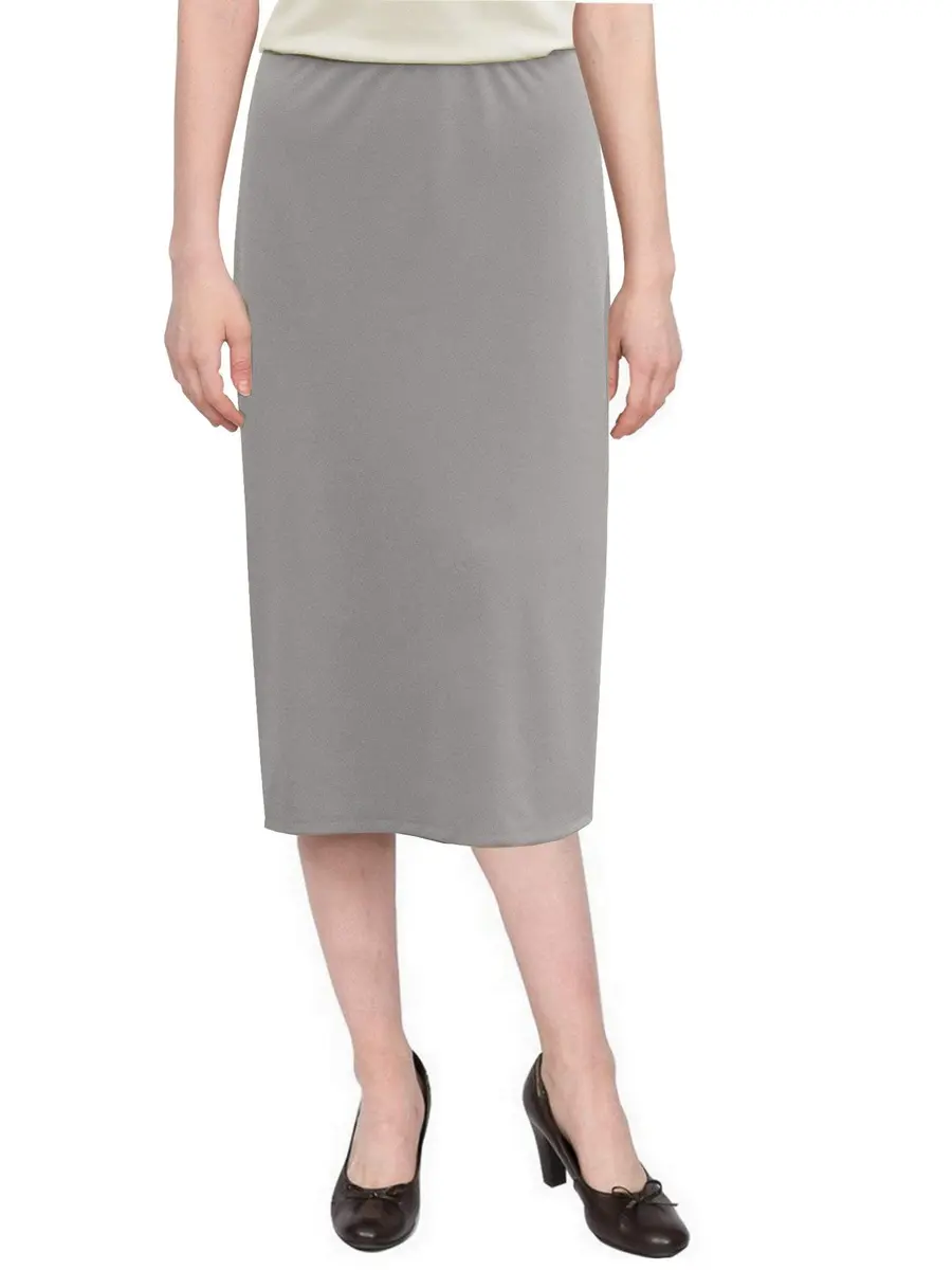 BABY O Women's Basic Modest 26" Below the Knee Length Stretch Knit Straight Skirt (Gray - 6) | Wrinkle & Stain Resistant, Perfect for Travel - view 3