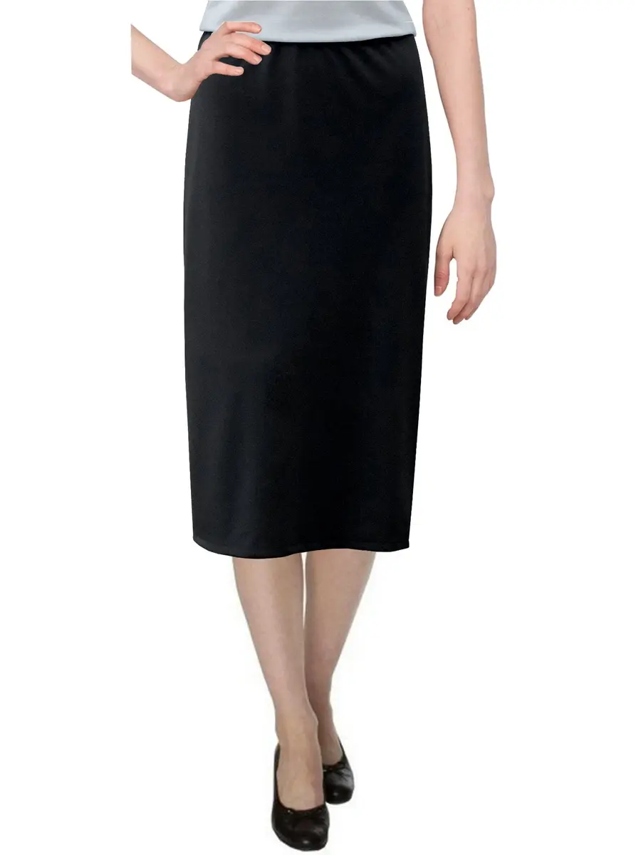 BABY O Women's Basic Modest 26" Below The Knee Length Straight Skirt (Black - 14) | Wrinkle-Resistant, Comfortable Fit - main product image
