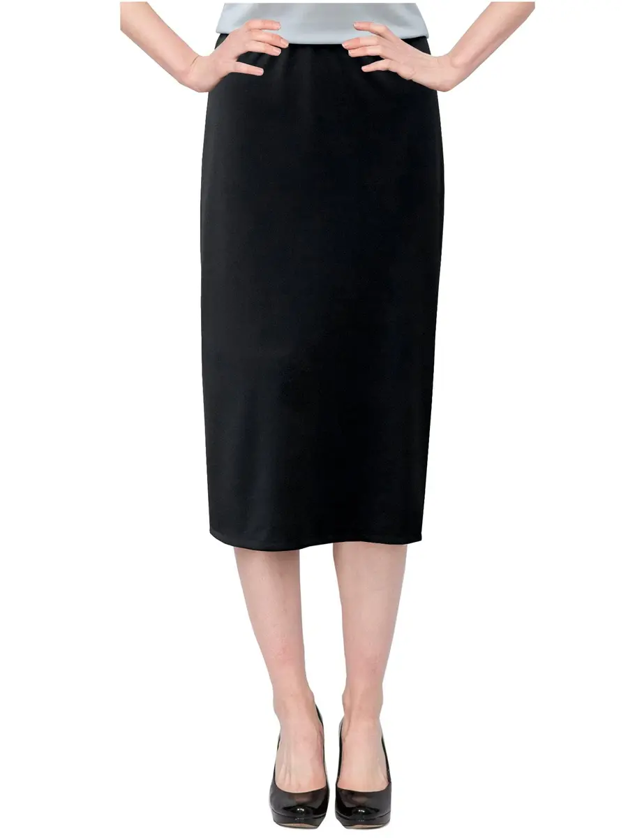 BABY O Women's Basic Modest 26" Below The Knee Length Straight Skirt (Black - 14) | Wrinkle-Resistant, Comfortable Fit - view 2