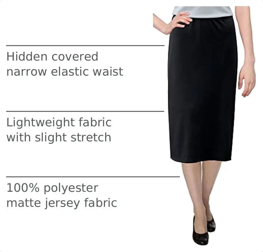 BABY O Women's Basic Modest 26" Below The Knee Length Straight Skirt (Black - 14) | Wrinkle-Resistant, Comfortable Fit - view 4