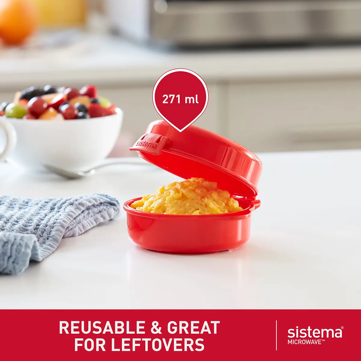 Sistema Easy Eggs Microwave Egg Cooker 270 ml | BPA-Free Egg Poacher with Steam Release Vent for Easy Cooking - view 5
