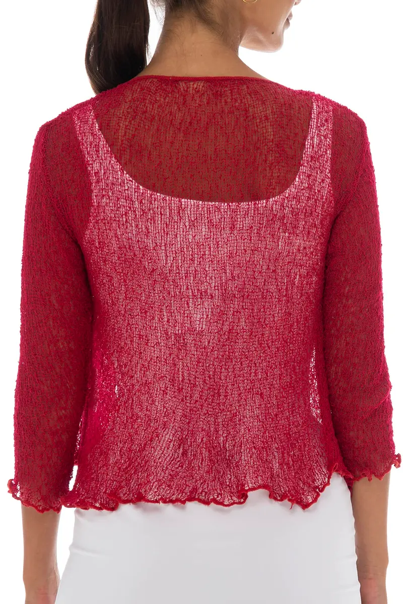 Back From Bali Sheer Shrug Cardigan Mesh Knit, Red | Lightweight, Sexy Cover-up for Women - view 2