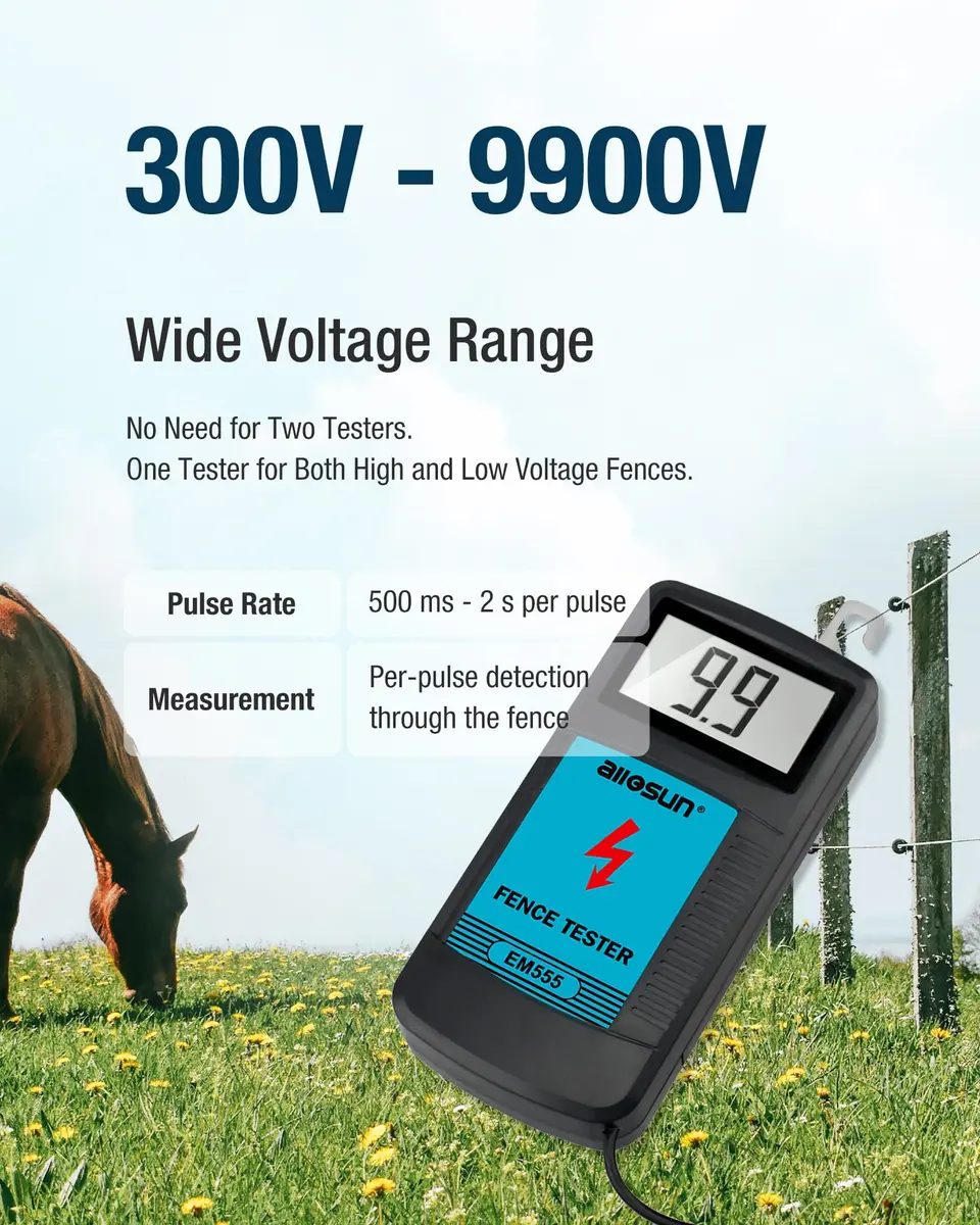 allsun Electric Fence Fault Finder Max 9.9kv | Digital Voltage Tester for Livestock - view 2