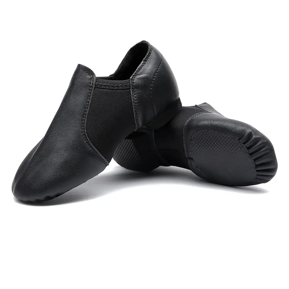 MSMAX Leather Slip-on Jazz Dance Shoes for Girls and Boys Black | Flexible, Breathable & Supportive (70-120 chars) - main product image
