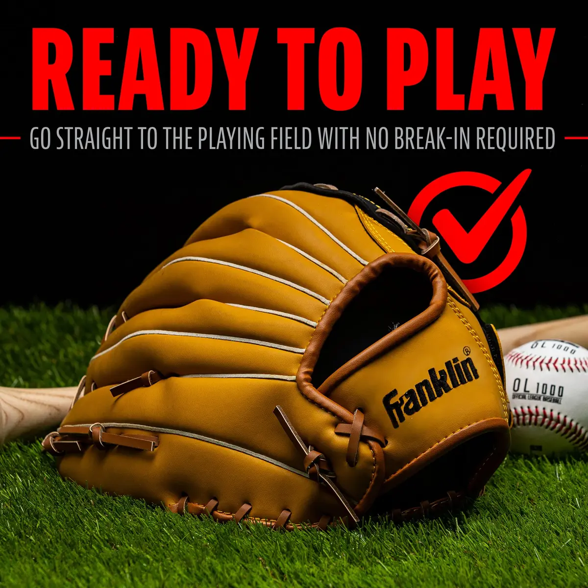 Franklin Sports Field Master Baseball Glove 14 inch Right Hand Throw | Durable Synthetic Leather for All Positions - view 6