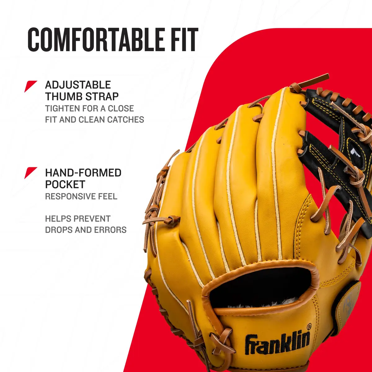 Franklin Sports Field Master Baseball Glove 11" (27.9cm) RHT | Easy Break-In Synthetic Leather - view 4