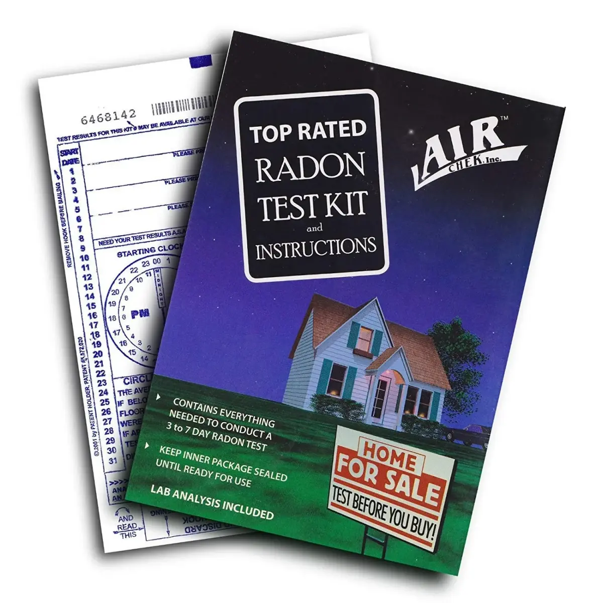 AirChek 43237-2 Charcoal Radon Test Kit 1 Pack | Test Your Home's Radon Levels - main product image