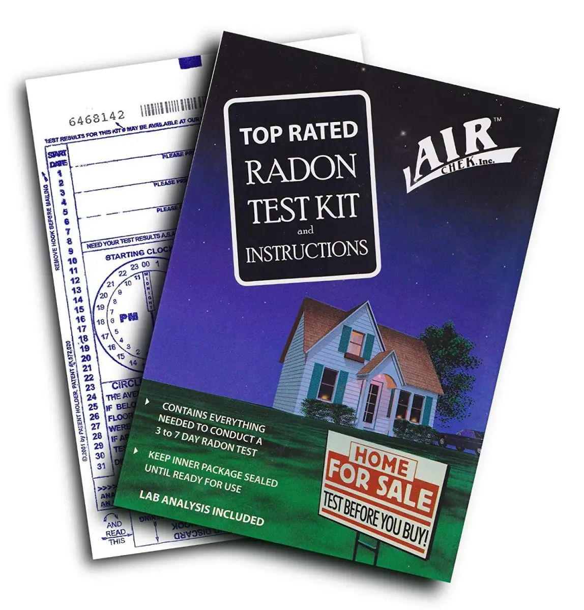 AirChek 43237-2 Charcoal Radon Test Kit 1 Pack | Test Your Home's Radon Levels - main product image