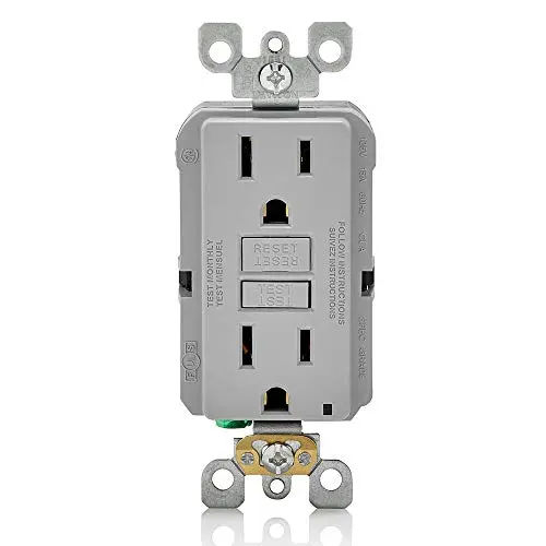 Leviton GFCI Outlet 15 Amp Self Test Non Tamper-Resistant GFNT1-GY Gray | Safety First Electrical Outlet - main product image