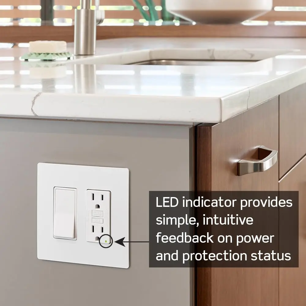 Leviton GFCI Outlet 15 Amp White 125V (4.59 cm L x 7.79 cm W x 12.09 cm H) | Self-Testing Ground Fault Protection - view 5