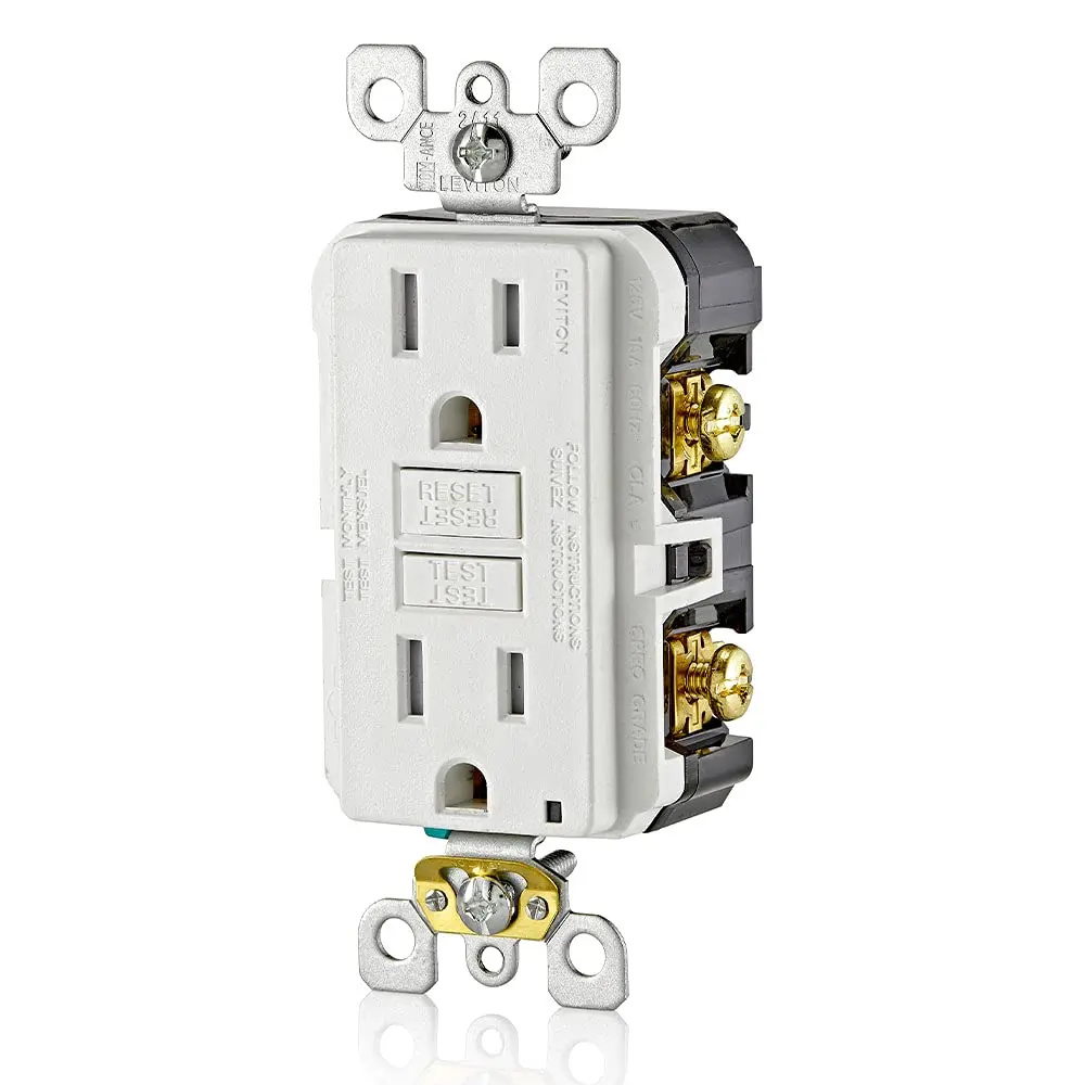 Leviton GFCI Outlet 15 Amp White 125V (4.59 cm L x 7.79 cm W x 12.09 cm H) | Self-Testing Ground Fault Protection - view 2