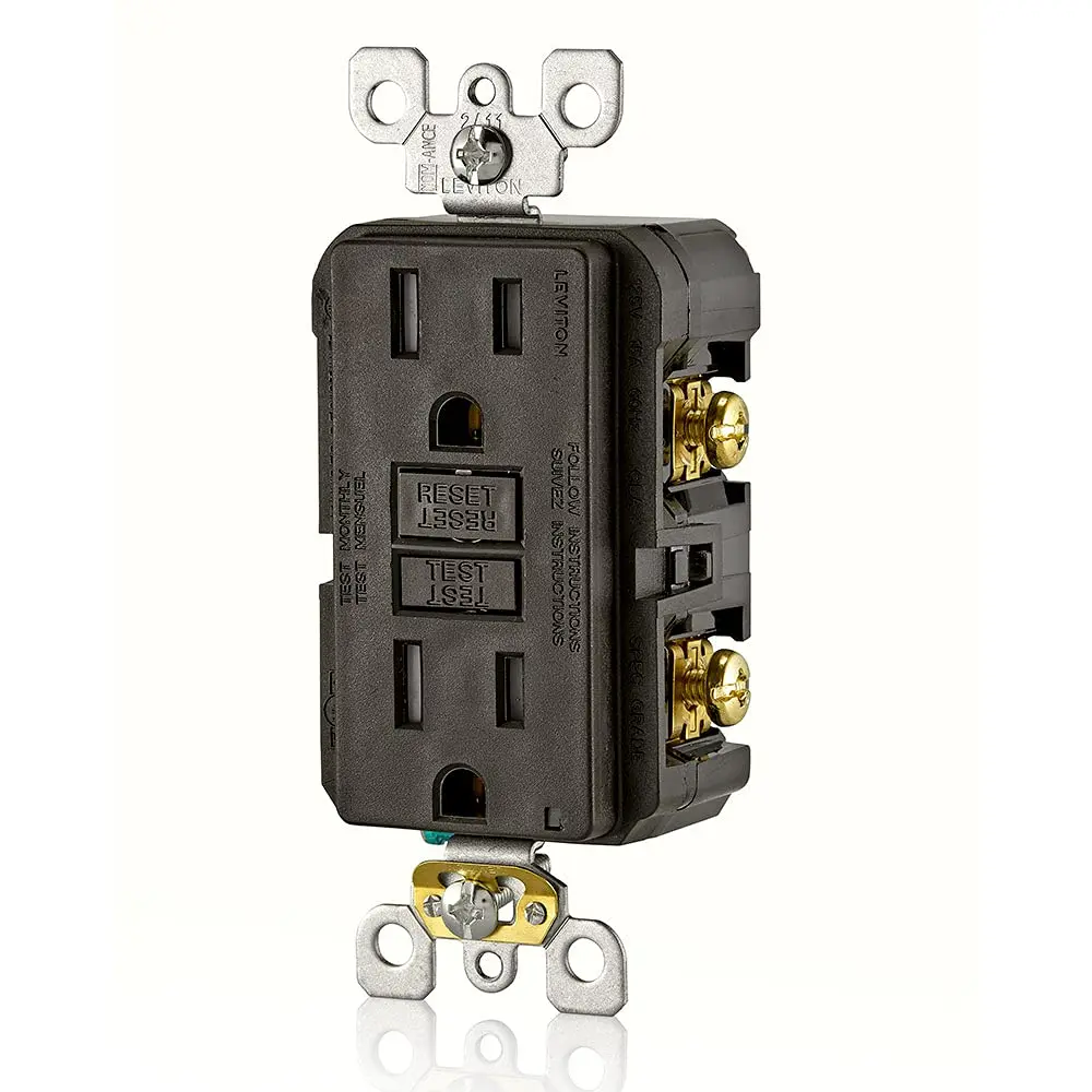 Leviton GFCI Outlet GFTR1 15 Amp 125V Brown | Tamper-Resistant Self-Test with LED Indicator - view 2