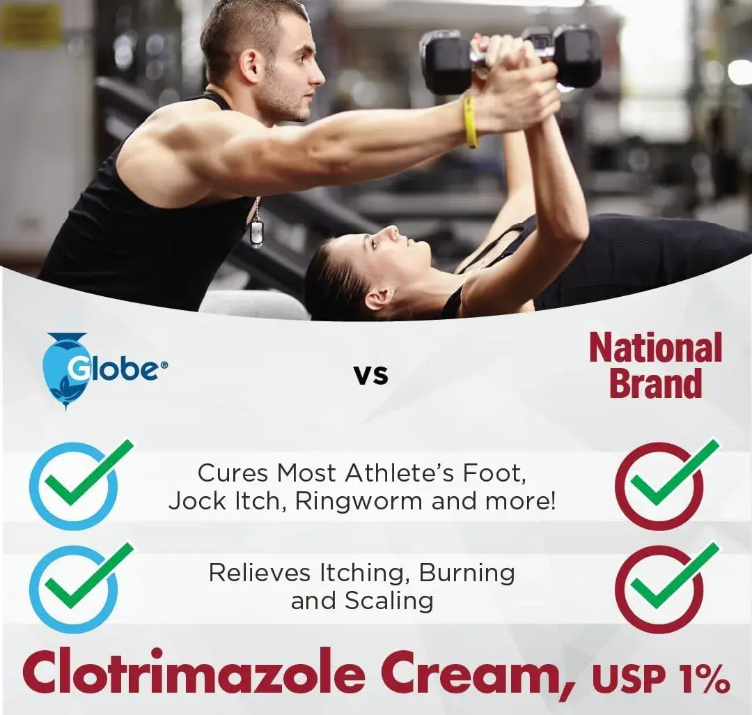Globe Pharmacy Clotrimazole Cream 1% Antifungal Treatment 28.35 g (1 oz) | Relieves Itching, Burning, Scaling - view 3