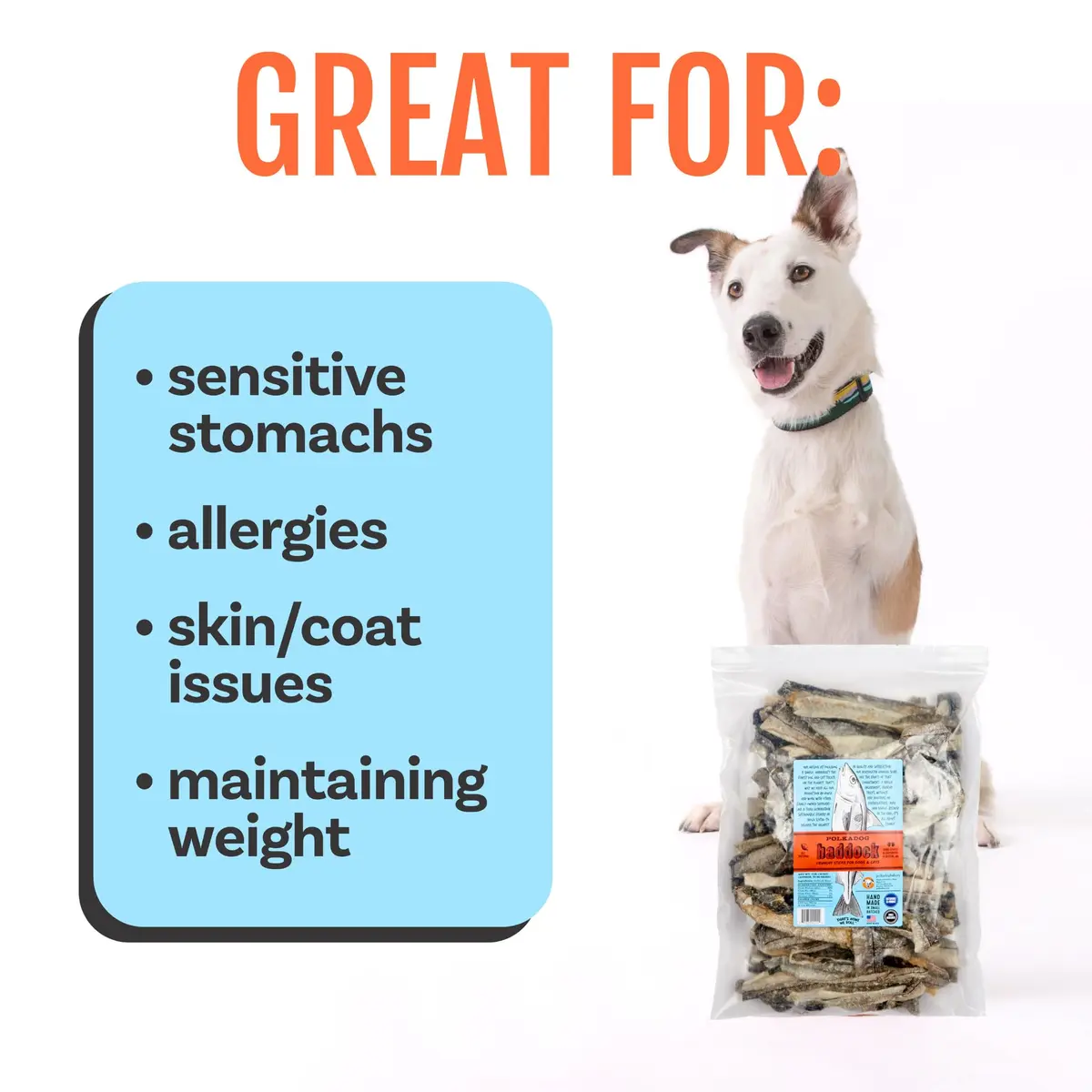 Polkadog Crunchy Haddock Skins Dog Treats | Single Ingredient, 2oz | Omega-3 Rich, Natural Fish Snack - view 5