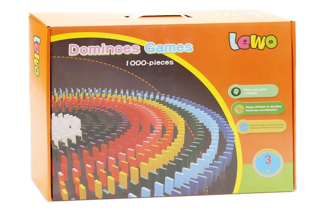 Lewo 1000 PCS Wooden Dominoes Set for Kids | 1000 Pieces (3600 Pieces Total) - view 7