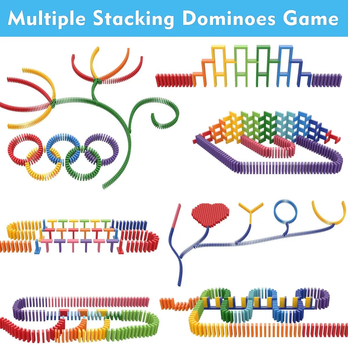 Lewo 1000 PCS Wooden Dominoes Set for Kids | 1000 Pieces (3600 Pieces Total) - view 2