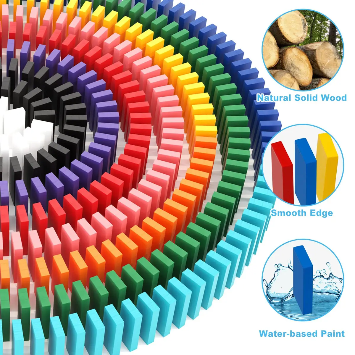 Lewo 1000 PCS Wooden Dominoes Set for Kids | 1000 Pieces (3600 Pieces Total) - view 3