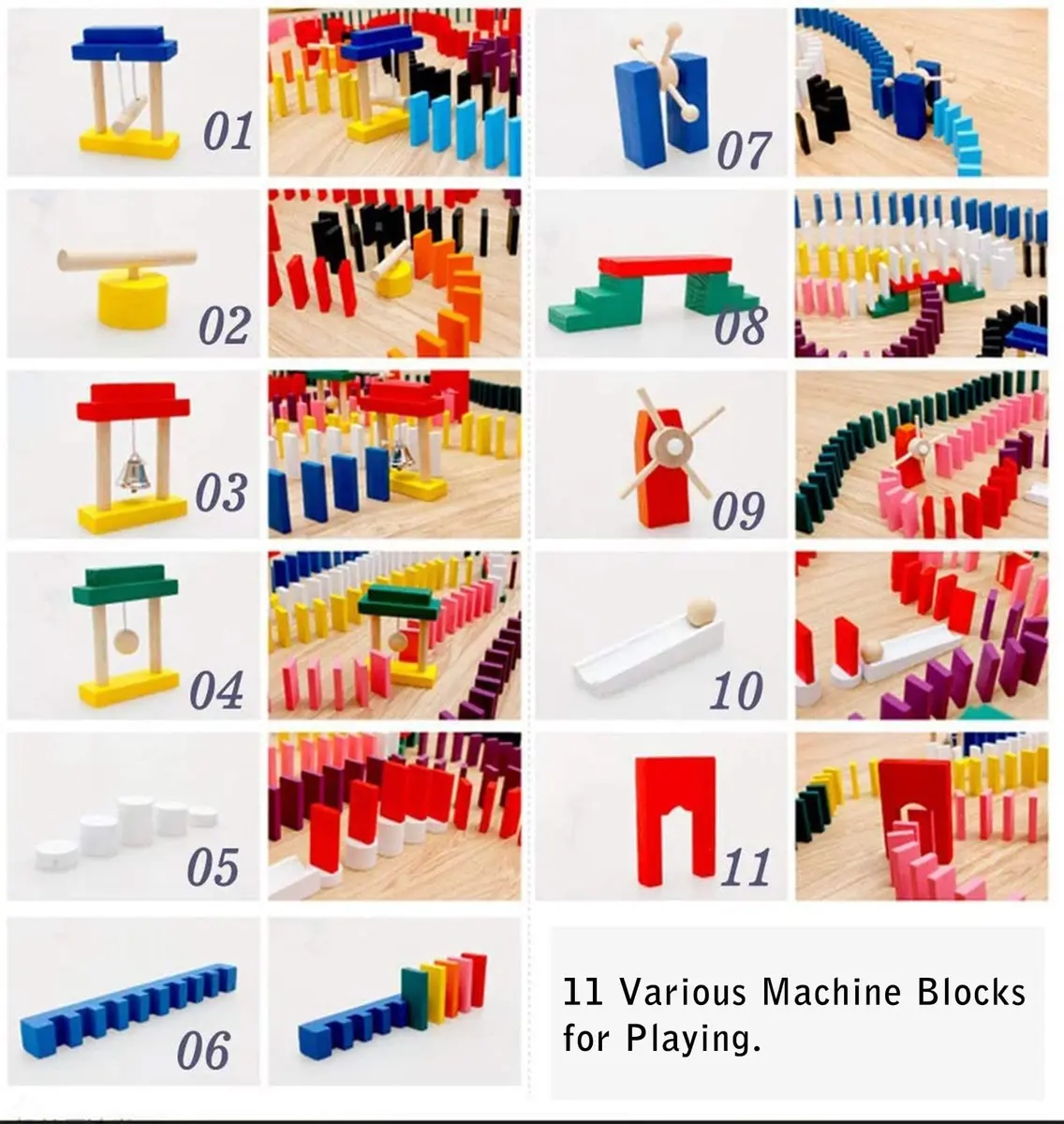 Lewo 1000 PCS Wooden Dominoes Set for Kids | 1000 Pieces (3600 Pieces Total) - view 4