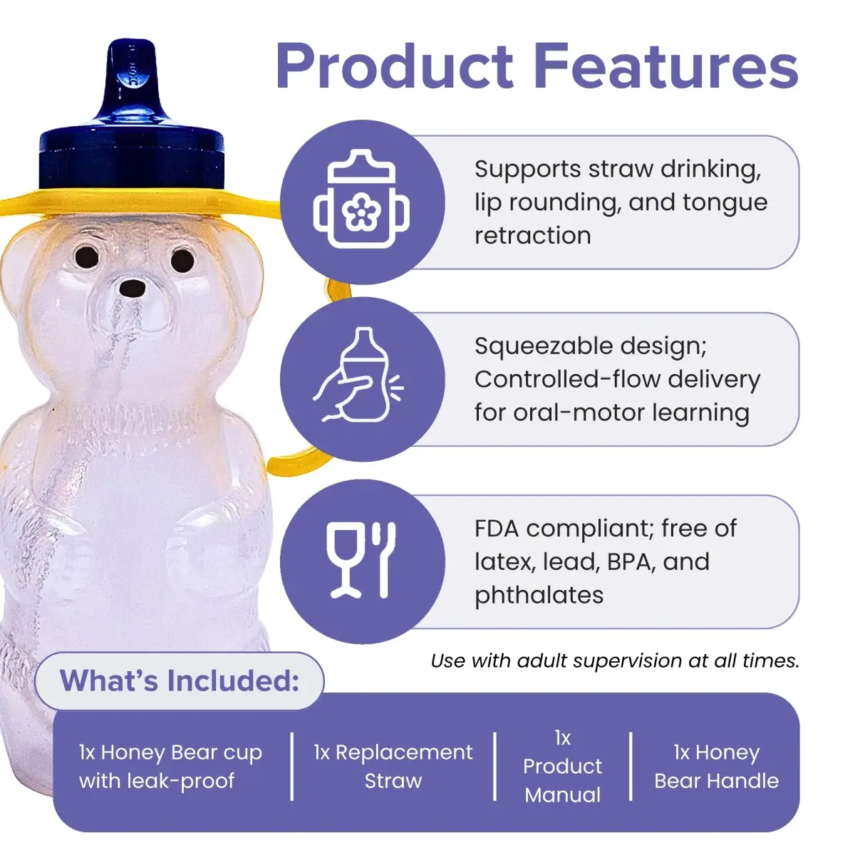 TalkTools Honey Bear Straw Cup with Handle, 7oz (207ml) | Feeding Experts Recommend for Babies 4+ Months - view 3